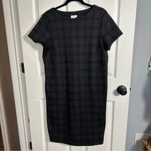 J. Jill dress, ponte knit, Med. Tall, windowpane, seamed, classic, shift, midi